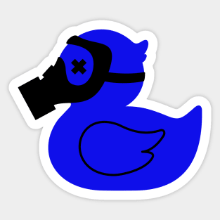 Blue duck in a gas mask Sticker